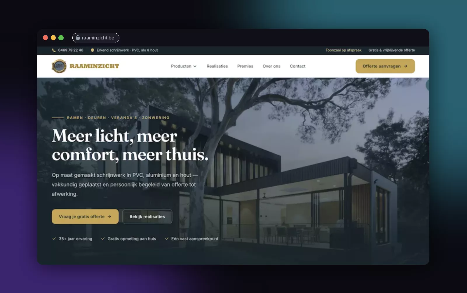 Screenshot website Raaminzicht